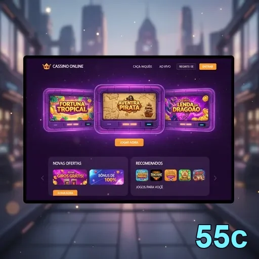 Ilustração de Explore os Slots e Serviços VIP no 55c